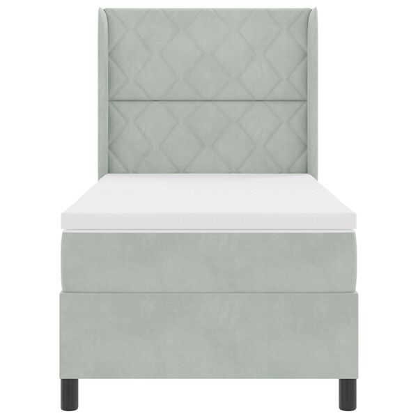 vidaXL Κρεβάτι με ελατήρια Ανοιχτό γκρι 90 x 200 cm Βελούδο