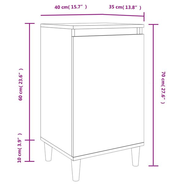 vidaXL Κομοδίνο Καφέ δρυς 40x35x70 εκ. από Επεξεργασμένο Ξύλο