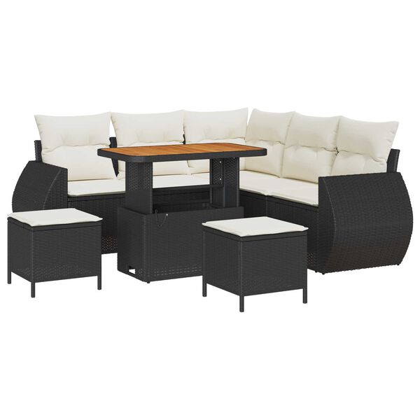 vidaXL Σετ Καναπέ Κήπου 8 pcs Μαύρο συνθετικό ρατάν