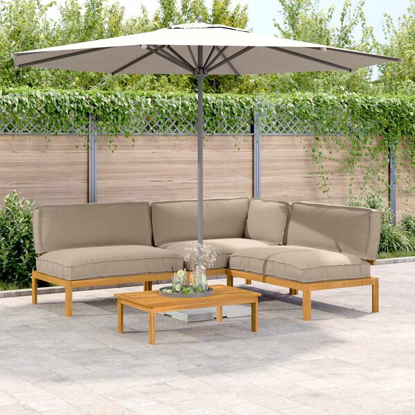 vidaXL &Sigma;&epsilon;&tau; &Kappa;&alpha;&nu;&alpha;&pi;έ &mu;&epsilon; &mu;&alpha;&xi;&iota;&lambda;ά&rho;&iota; 4 pcs Taupe &Sigma;&tau;&epsilon;&rho;&epsilon;ό &Xi;ύ&lambda;&omicron; &Alpha;&kappa;&alpha;&kappa;ί&alpha;&sigmaf;