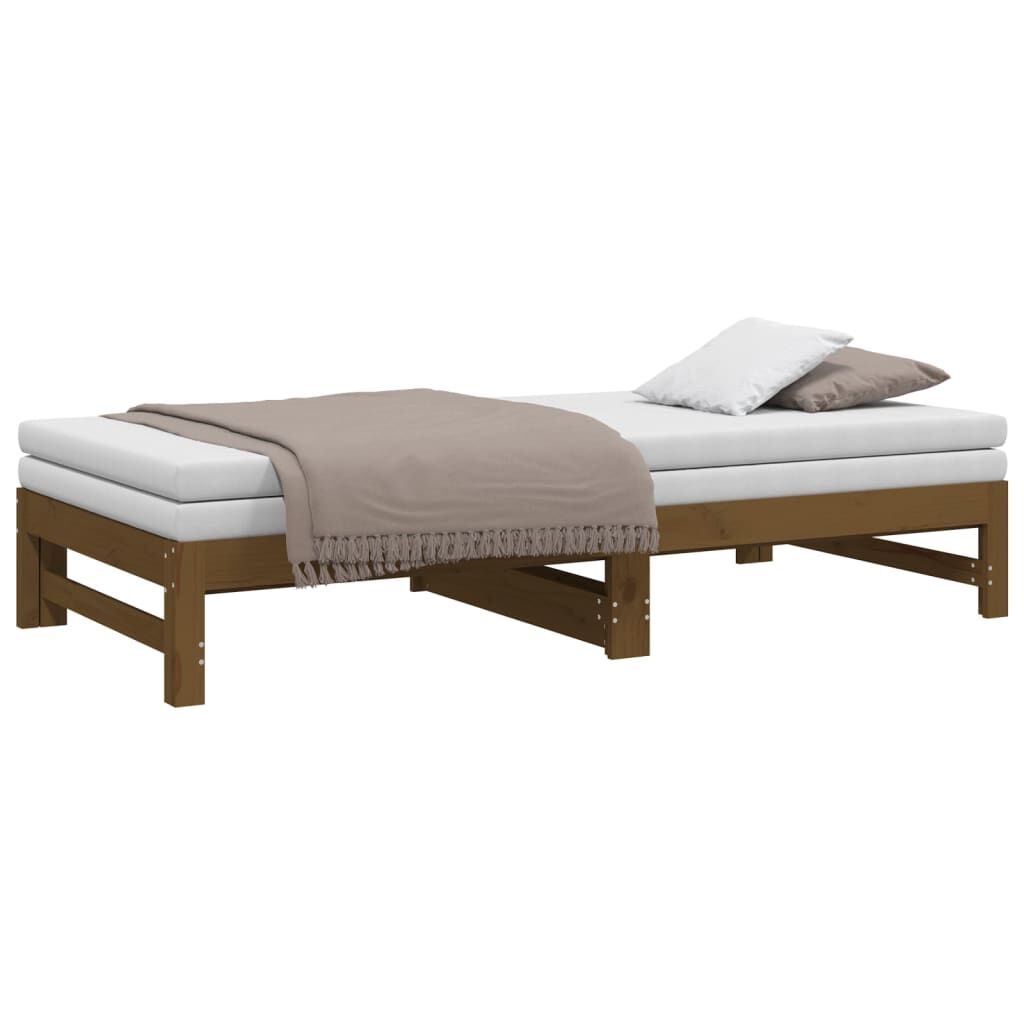 vidaXL Καναπές Κρεβάτι Συρόμενος Μελί 2x(90x190) εκ. Μασίφ Ξύλο Πεύκου