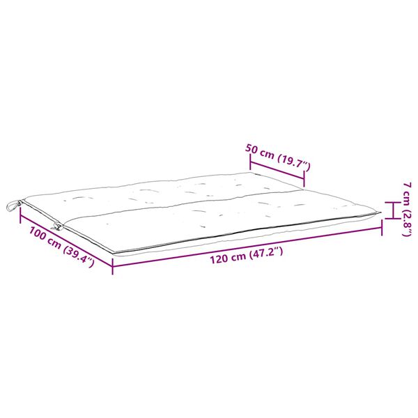 vidaXL Μαξιλάρι Πάγκου Κήπου Μπλε 120x(50+50)x7 εκ. Ύφασμα Oxford