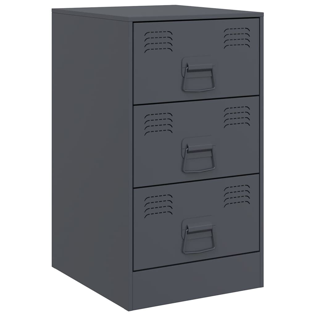 vidaXL Κομοδίνα 2 τεμ. Ανθρακί 34,5x39x62 εκ. από Χάλυβα