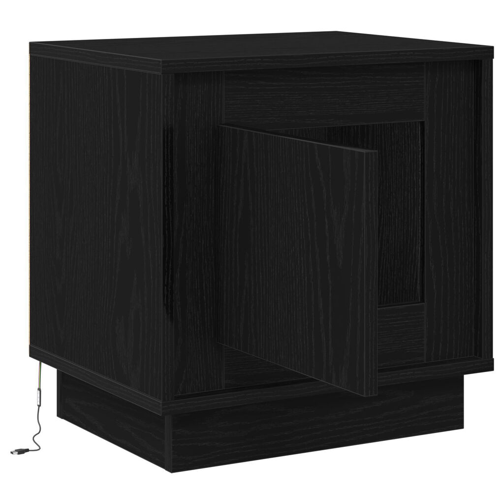 vidaXL Κομοδίνα με LED Φώτα 2 τμχ Μαύρο Δρυς 44x34,5x45 εκ
