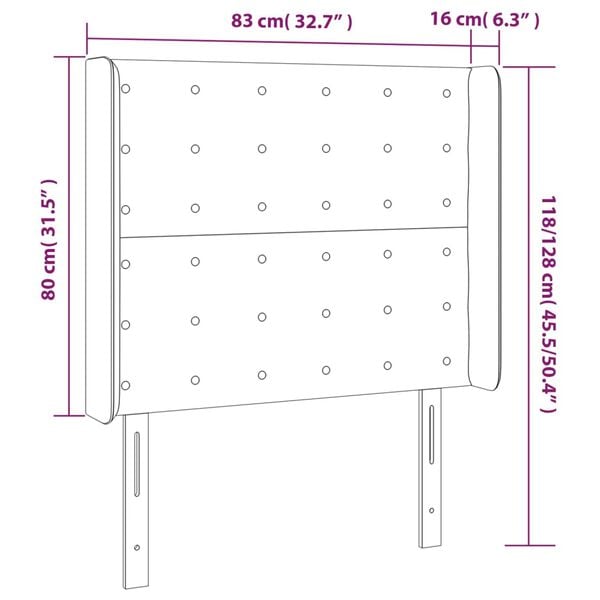 vidaXL Κεφαλάρι με Πτερύγια Λευκό 83x16x118/128 εκ.Συνθετικό Δέρμα