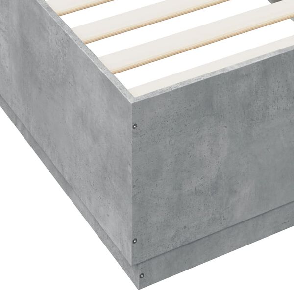 vidaXL Πλαίσιο Κρεβατιού με LED Γκρι Σκυρ. 100x200 εκ. Επεξεργ. Ξύλο