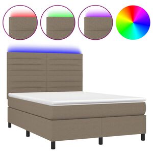 vidaXL &Kappa;&rho;&epsilon;&beta;ά&tau;&iota; Boxspring &mu;&epsilon; &Sigma;&tau;&rho;ώ&mu;&alpha; & LED Taupe 140x190 &epsilon;&kappa;. &Upsilon;&phi;&alpha;&sigma;&mu;ά&tau;&iota;&nu;&omicron;