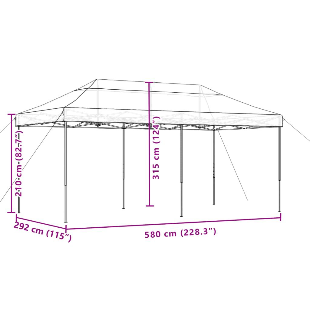 vidaXL Τέντα Εκδηλώσεων Πτυσσόμενη Pop-Up Πράσινο 580x292x315 εκ.
