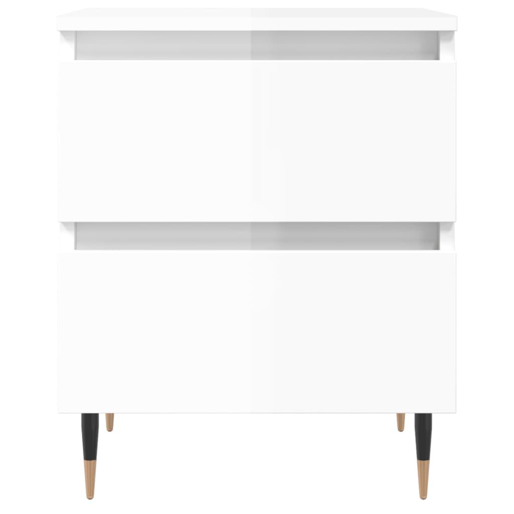 vidaXL Κομοδίνα 2 τεμ. Γυαλ. Λευκό 40x35x50 εκ. από Επεξεργασμένο Ξύλο