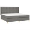 vidaXL Κρεβάτι Boxspring με Στρώμα & LED Σκ.Γκρι 200x200εκ. Υφασμάτινο