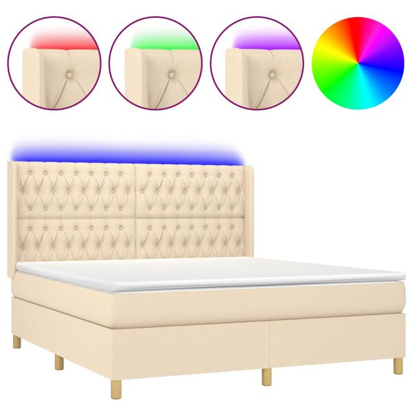 vidaXL &Kappa;&rho;&epsilon;&beta;ά&tau;&iota; Boxspring &mu;&epsilon; &Sigma;&tau;&rho;ώ&mu;&alpha; & LED &Kappa;&rho;&epsilon;&mu; 180x200 &epsilon;&kappa;. &Upsilon;&phi;&alpha;&sigma;&mu;ά&tau;&iota;&nu;&omicron;