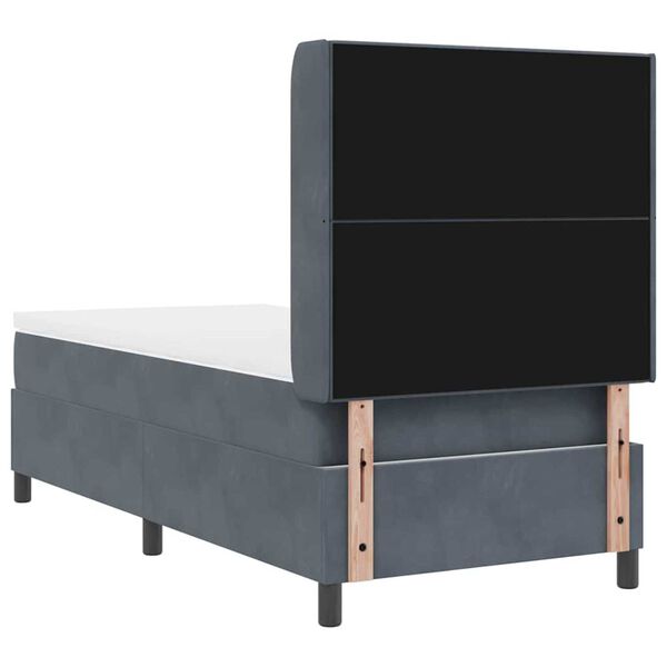 vidaXL Κρεβάτι Box Spring LED με Στρώμα Σκούρο γκρι 90 x 200 cm