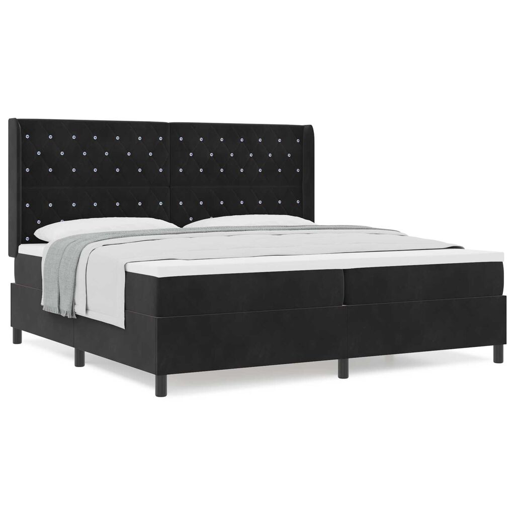vidaXL Κρεβάτι με ελατήρια με κεφαλάρι Μαύρο 200 x 200 cm Βελούδο