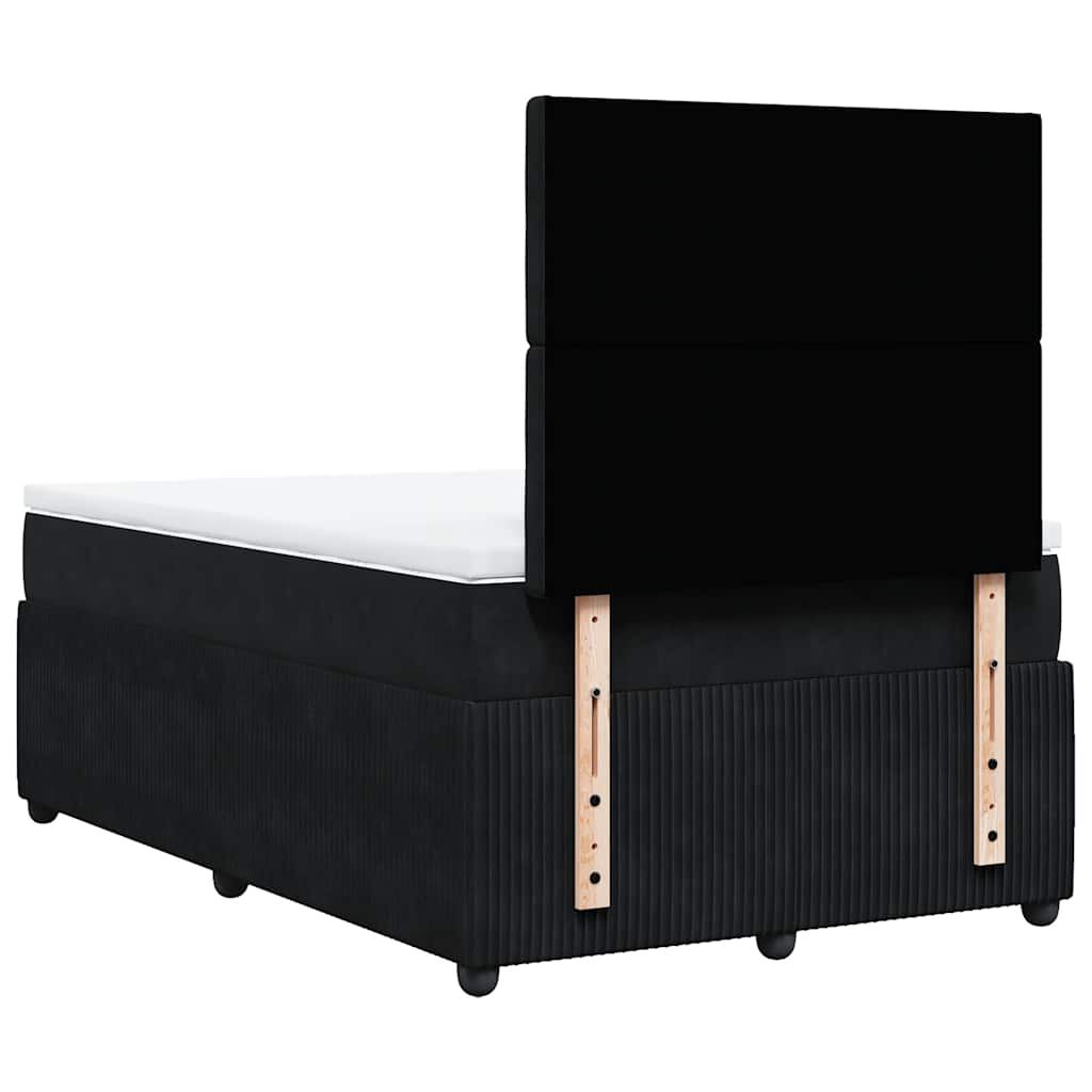 vidaXL Κρεβάτι Boxspring με Στρώμα Μαύρο 120 x 200 εκ. Βελούδινο