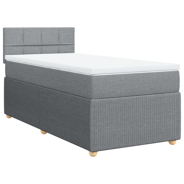 vidaXL Κρεβάτι Boxspring με Στρώμα Ανοιχτό Γκρι 90x200 εκ. Υφασμάτινο