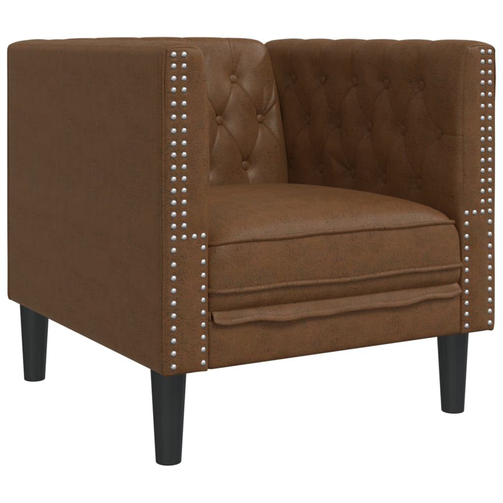 vidaXL Πολυθρόνα Chesterfield Καφέ από Συνθετικό Καστόρι