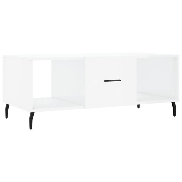 vidaXL Τραπεζάκι Σαλονιού Γυαλ. Λευκό 102x50x40 εκ. Επεξεργ. Ξύλο