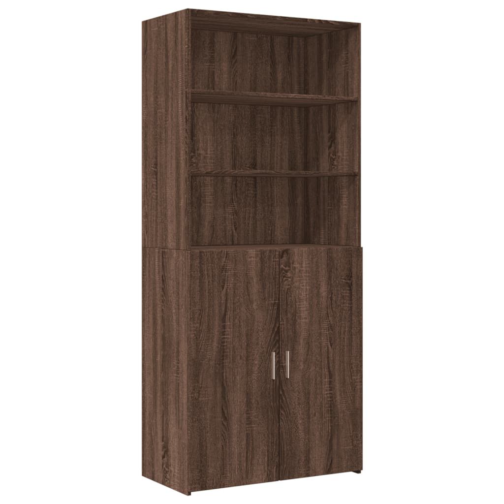 vidaXL Ραφιέρα με Ντουλάπια Καφέ Δρυς 80x42,5x225 εκ. από Επεξ. Ξύλο