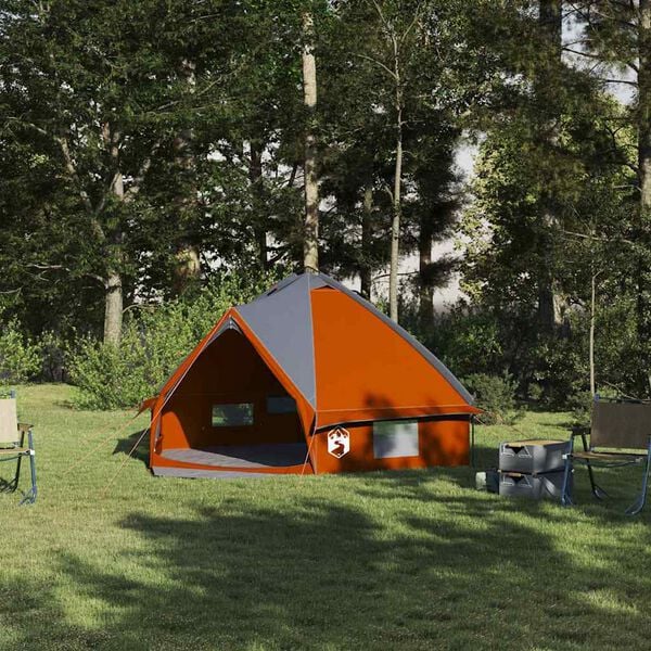 vidaXL Σκηνίτσα Teepee με στέγη Γκρι και Πορτοκαλί 490 x 410 x 210 εκ.