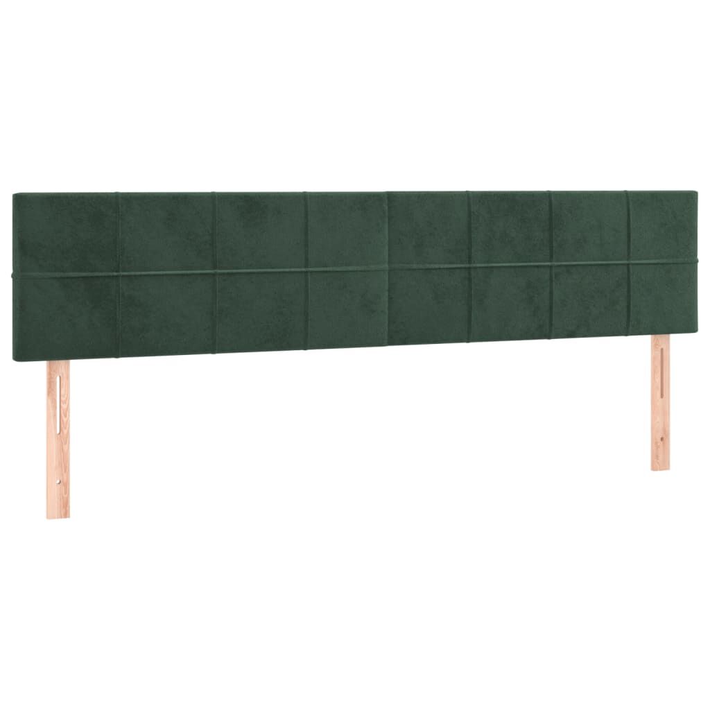 vidaXL Κρεβάτι Boxspring με Στρώμα & LED Σκ. Πράσινο 200x200εκ Βελούδο