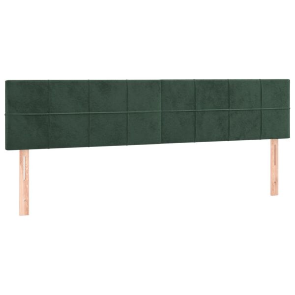 vidaXL Κρεβάτι Boxspring με Στρώμα & LED Σκ. Πράσινο 200x200εκ Βελούδο