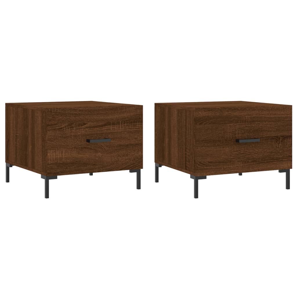 vidaXL Τραπεζάκια Σαλονιού 2 τεμ Brown Oak 50x50x40 εκ Επεξ. Ξύλο