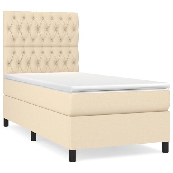 vidaXL &Kappa;&rho;&epsilon;&beta;ά&tau;&iota; Boxspring &mu;&epsilon; &Sigma;&tau;&rho;ώ&mu;&alpha; &Kappa;&rho;&epsilon;&mu; 100 x 200 &epsilon;&kappa;. &Upsilon;&phi;&alpha;&sigma;&mu;ά&tau;&iota;&nu;&omicron;