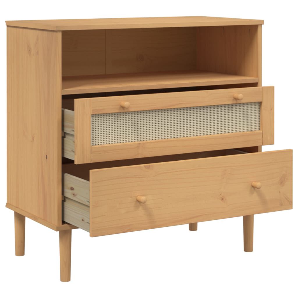 vidaXL Μπουφές SENJA Καφέ / Ρατάν 80 x 40 x 80 εκ. Μασίφ Ξύλο Πεύκου