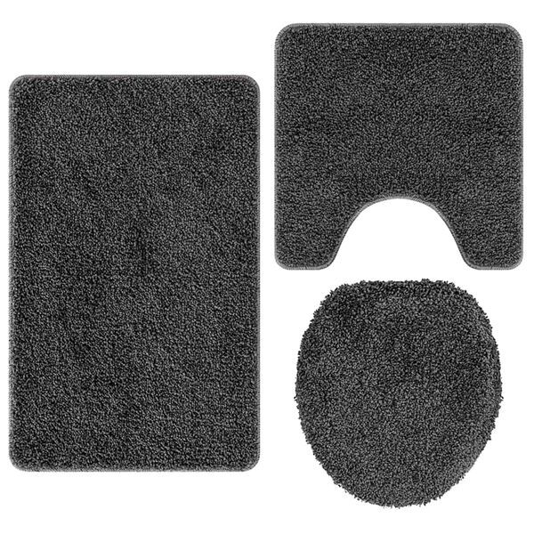 vidaXL Πατάκι μπάνιου 3 pcs Σκούρο γκρι 50 x 50 cm Πολυπροπυλένιο