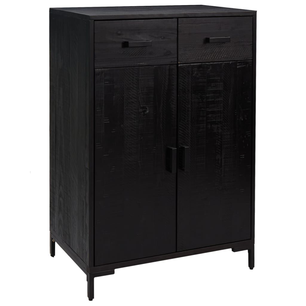 vidaXL Παπουτσοθήκη Μαύρη 75 x 40 x 110 εκ. από Μασίφ Ξύλο Πεύκου