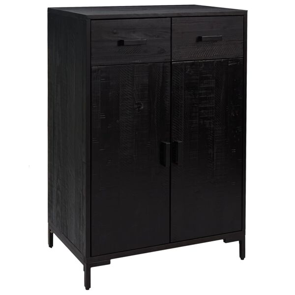 vidaXL Παπουτσοθήκη Μαύρη 75 x 40 x 110 εκ. από Μασίφ Ξύλο Πεύκου