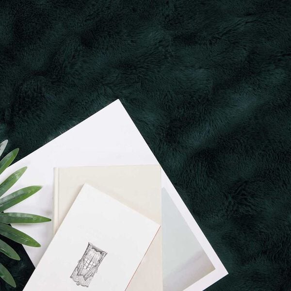 vidaXL Ψεύτικη κουβέρτα από κουνέλι 4 pcs Σκούρο Πράσινο 220 x 240 cm