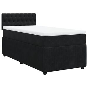 vidaXL Κρεβάτι Boxspring με Στρώμα Μαύρο 90x200 εκ. Βελούδινο