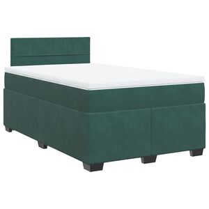vidaXL Κρεβάτι Boxspring με Στρώμα Σκούρο Πράσινο 120x190εκ. Βελούδινο