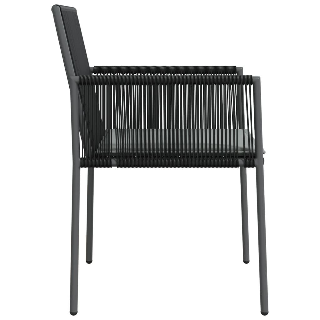 vidaXL Καρέκλες Κήπου 2 τεμ. Μαύρες 54x60,5x83,5 εκ Συνθ. Ρατάν/Μαξιλ.