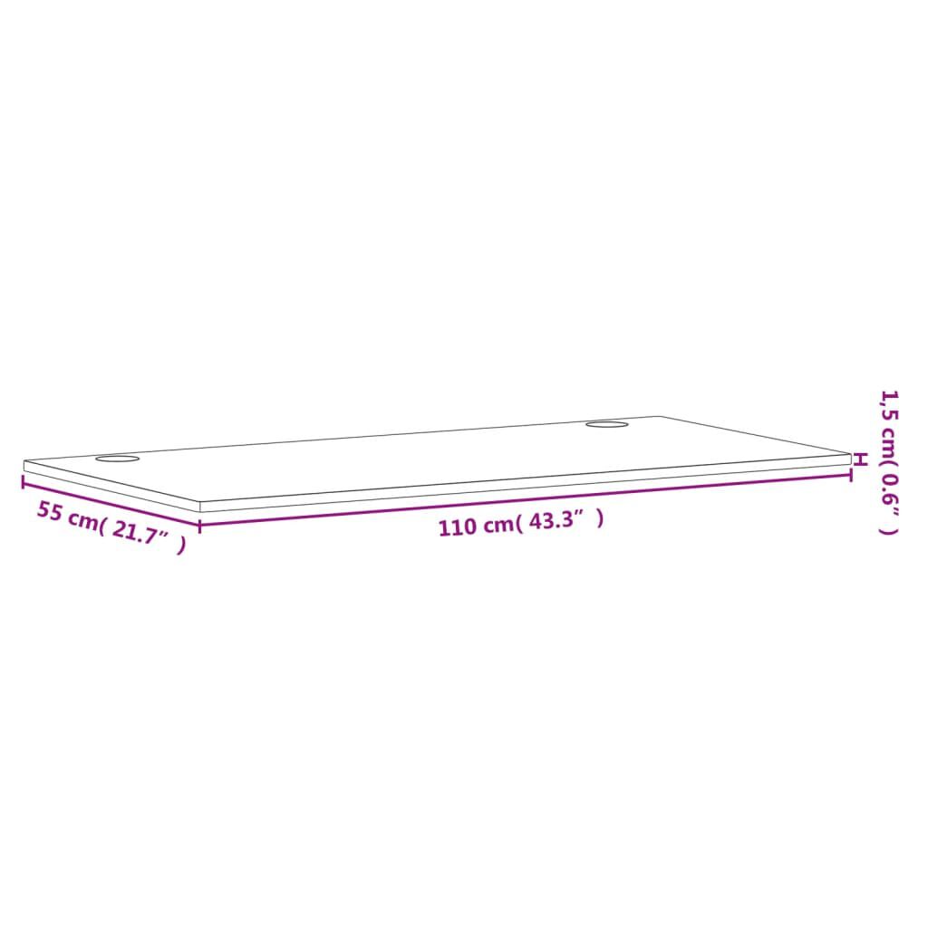 vidaXL Επιφάνεια Γραφείου 110x55x1,5 εκ. από Μασίφ Ξύλο Οξιάς