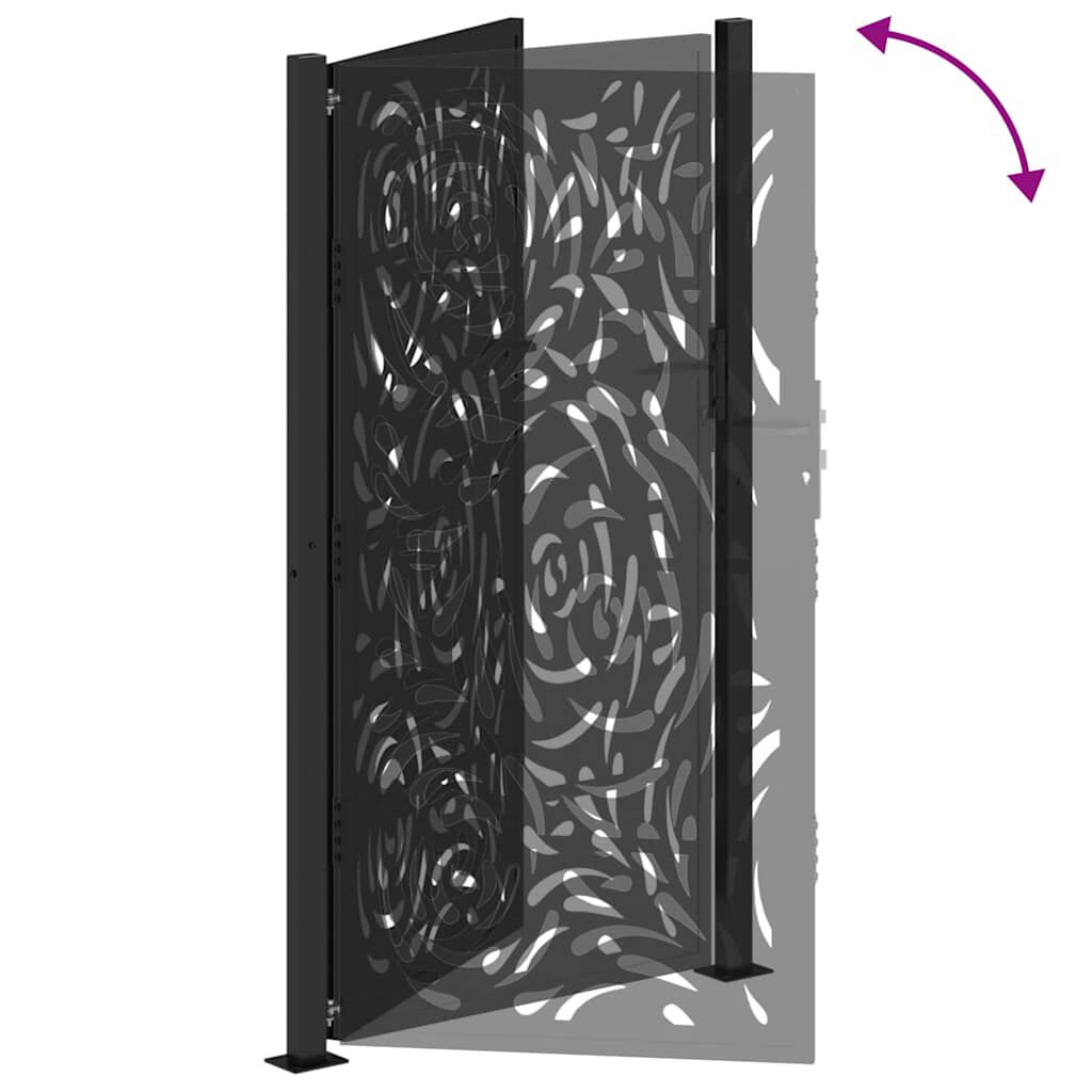 vidaXL Πύλη κήπου Μαύρη 105x180 cm Ατσάλινη φλόγα σχεδιασμού