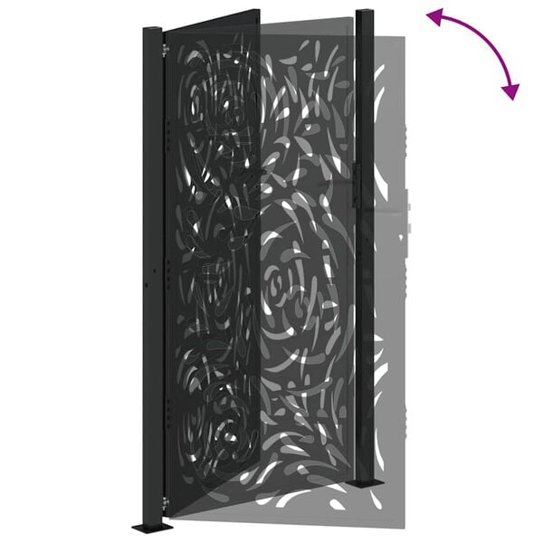 vidaXL Πύλη κήπου Μαύρη 105x180 cm Ατσάλινη φλόγα σχεδιασμού