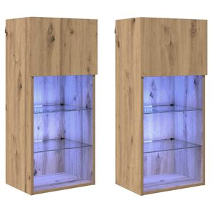 vidaXL Τοίχου ντουλάπες τηλεόρασης 2 pcs Artisan Oak 40,5 x 30 x 90 εκ