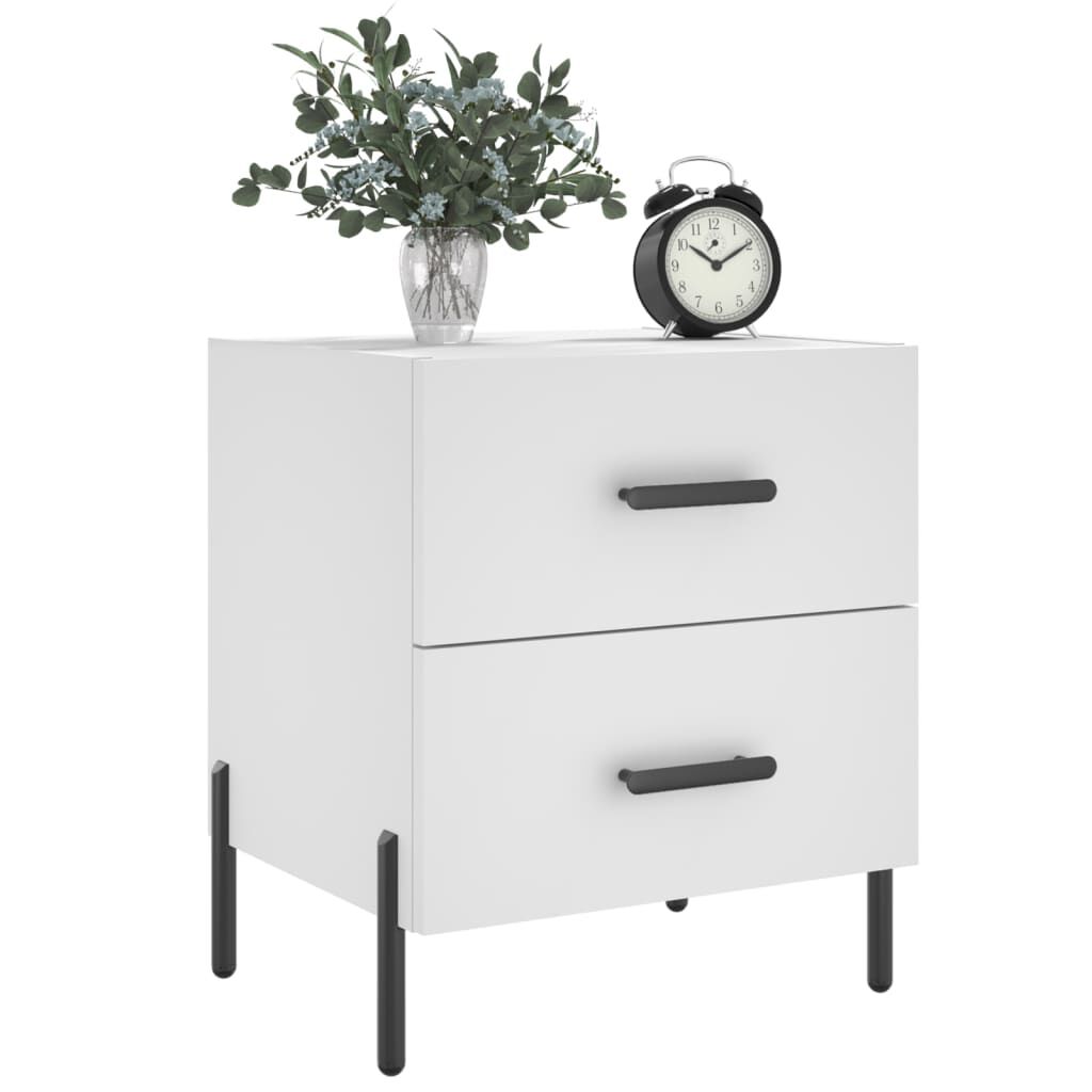 vidaXL Κομοδίνα 2 τεμ. Λευκά 40 x 35 x 47,5 εκ. από Επεξεργασμένο Ξύλο