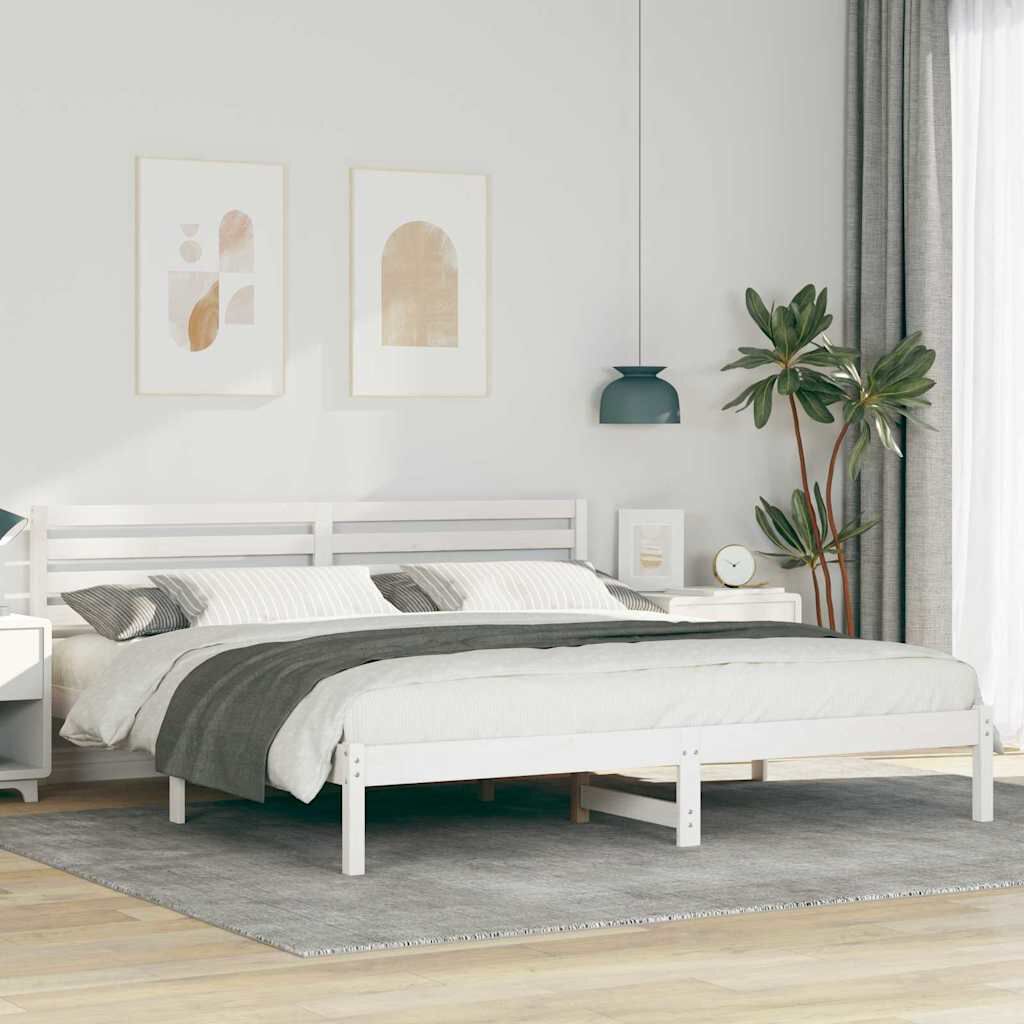 vidaXL Σκελετός Κρεβατιού Λευκό 180 x 200 cm Μασίφ ξύλο πεύκου