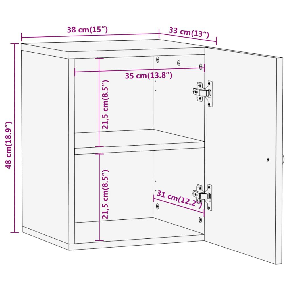 vidaXL Ντουλάπι Μπάνιου Επιτοίχιο 38x33x48 εκ. από Μασίφ Ξύλο Μάνγκο