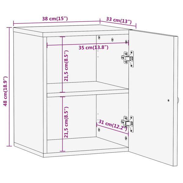 vidaXL Ντουλάπι Μπάνιου Επιτοίχιο 38x33x48 εκ. από Μασίφ Ξύλο Μάνγκο