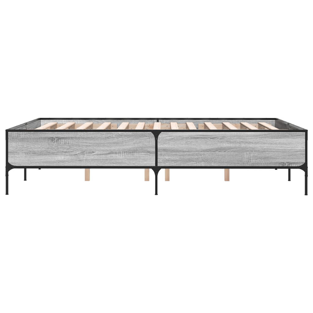 vidaXL Πλαίσιο Κρεβατιού Γκρι Sonoma 140x190 εκ. Επεξ. Ξύλο & Μέταλλο