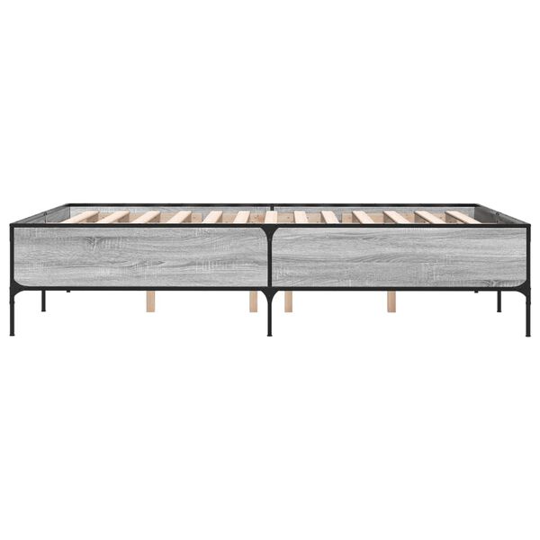 vidaXL Πλαίσιο Κρεβατιού Γκρι Sonoma 140x190 εκ. Επεξ. Ξύλο & Μέταλλο