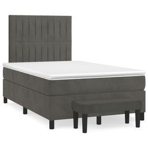vidaXL Κρεβάτι Boxspring με Στρώμα Σκούρο Γκρι 120x200 εκ. Βελούδινο
