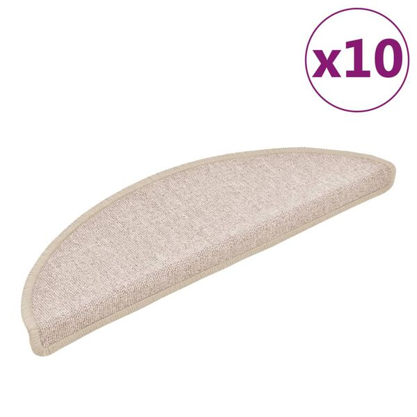 vidaXL Πατάκια Σκαλιών 10 τεμ. Μπεζ-Μπεζ Ημίκυκλα 56x17x3 εκ.
