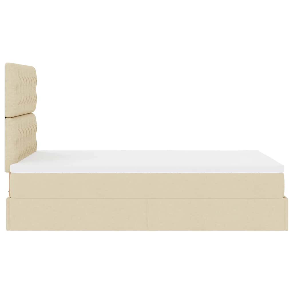 vidaXL Οθωμανικό κρεβάτι με στρώμα Cream 120x200cm ύφασμα