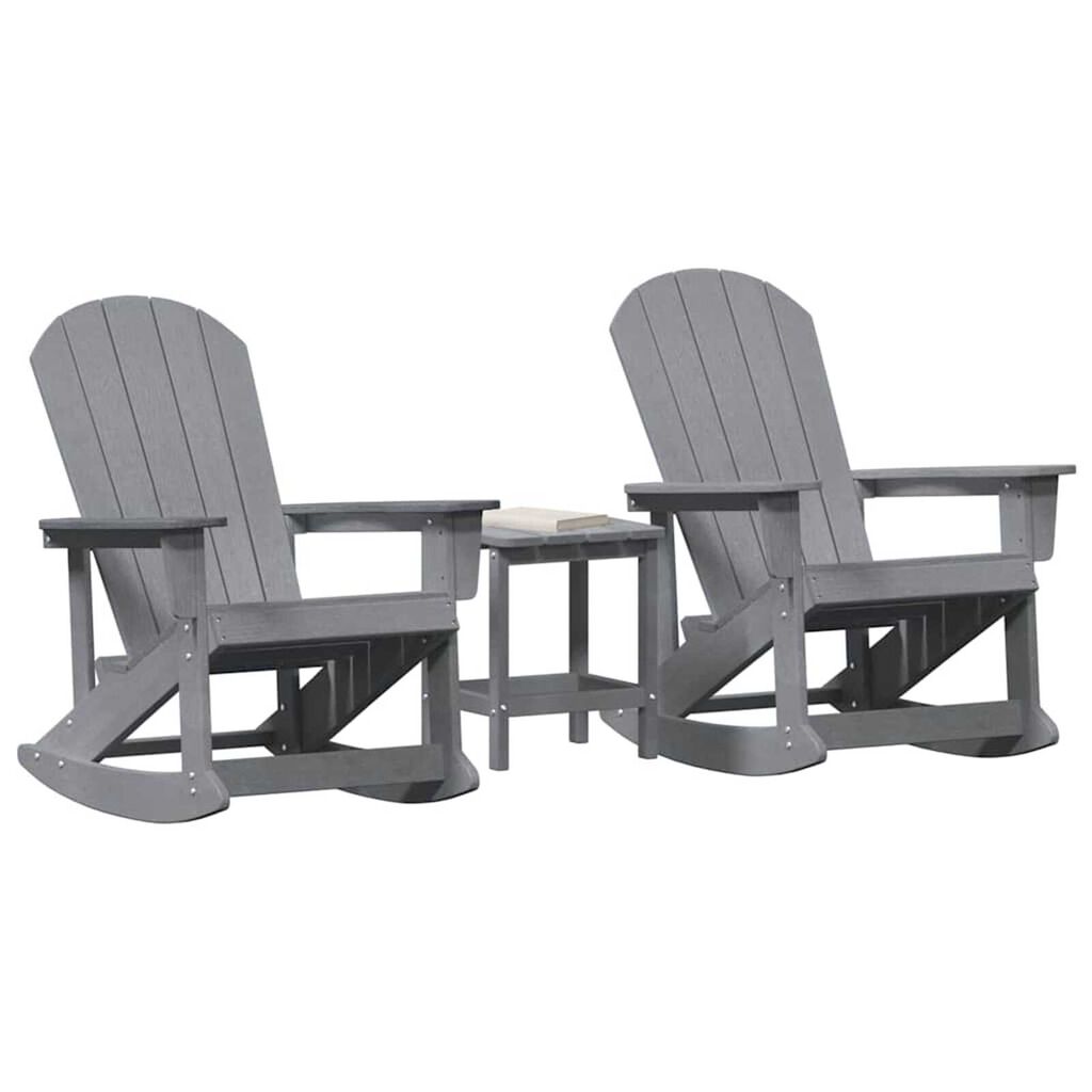 vidaXL Σετ Ξαπλώστρας Κήπου 3 pcs Ανοιχτό γκρι HDPE