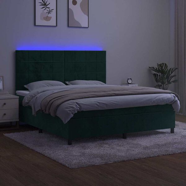 vidaXL &Kappa;&rho;&epsilon;&beta;ά&tau;&iota; Boxspring &mu;&epsilon; &Sigma;&tau;&rho;ώ&mu;&alpha; & LED &Sigma;&kappa;. &Pi;&rho;ά&sigma;&iota;&nu;&omicron; 180x200&epsilon;&kappa; &Beta;&epsilon;&lambda;&omicron;ύ&delta;&omicron;